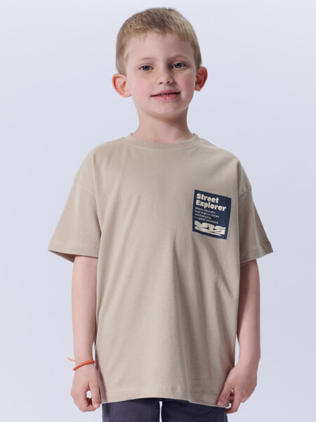 Remera Algodón Estampa Beige