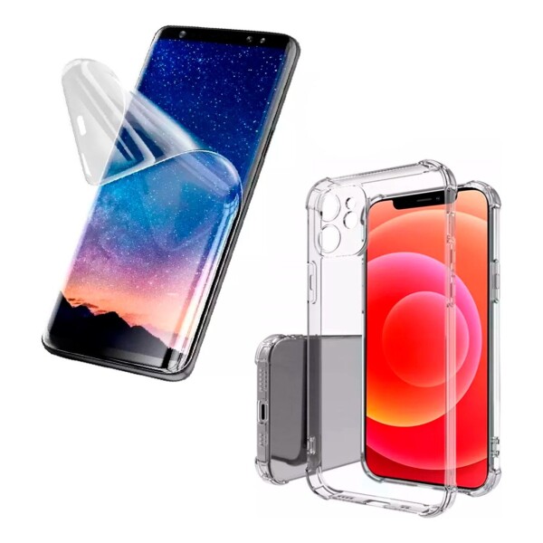 Funda Protector Silicona Para iPhone + Hidrogel Simil Vidrio Funda Protector Silicona Para iPhone + Hidrogel Simil Vidrio