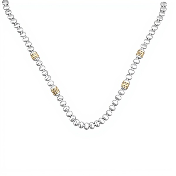 Cadena Estilo Huesito- Plata y Oro - sin piedra -CD5093 sinpiedra