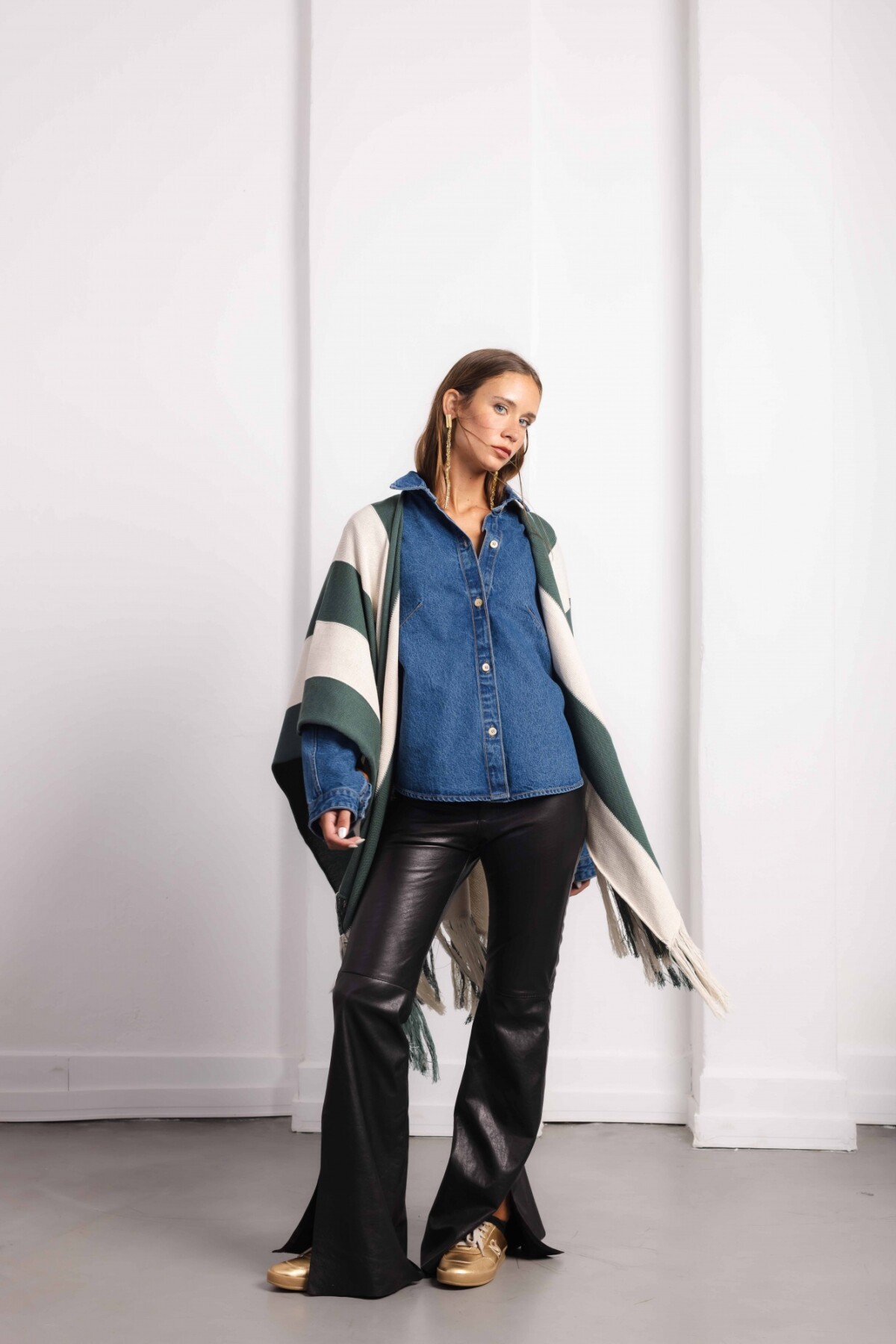 Ruana Rioplatense Verde / Blanco