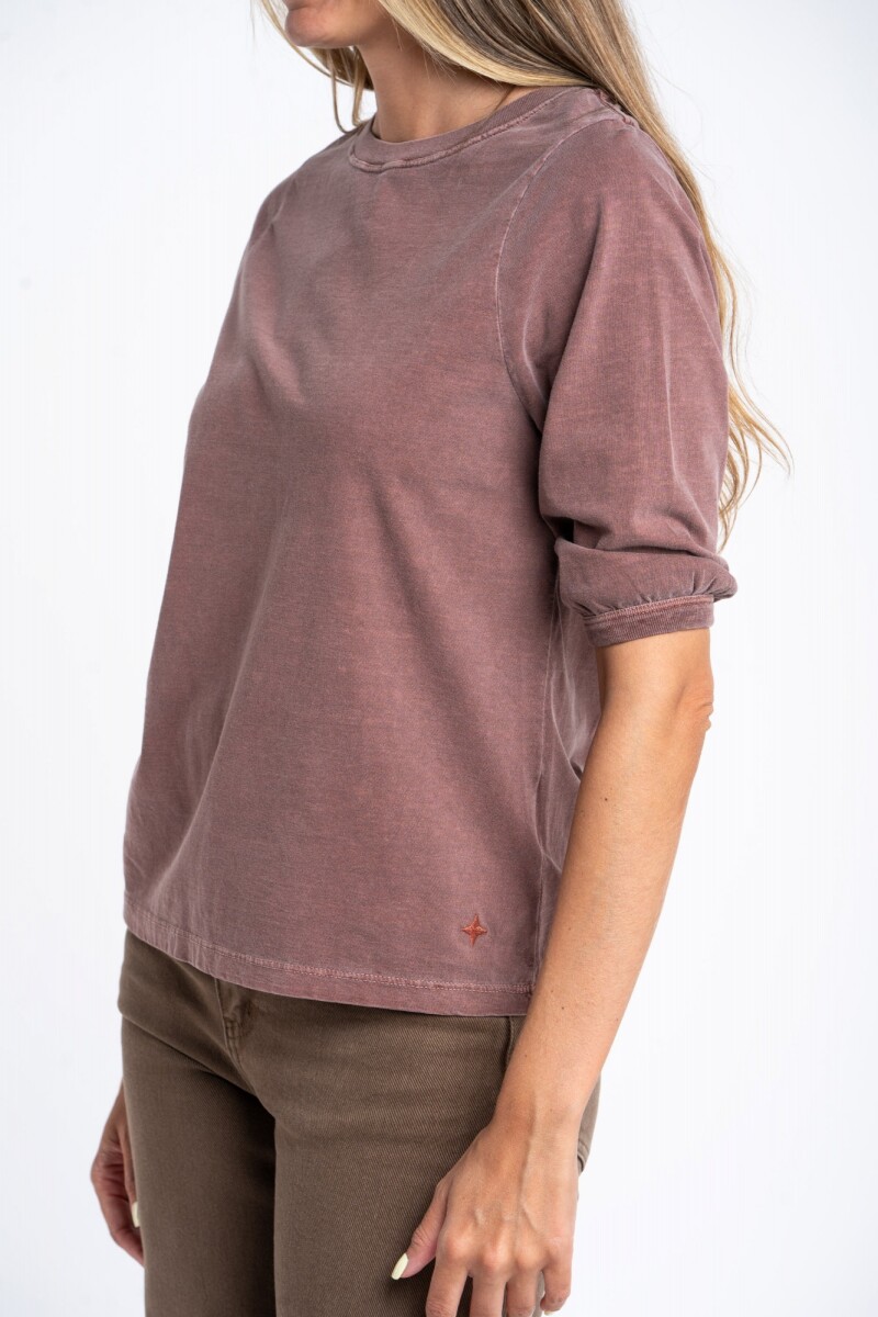 Remera Algodón Manga Globo Chocolate