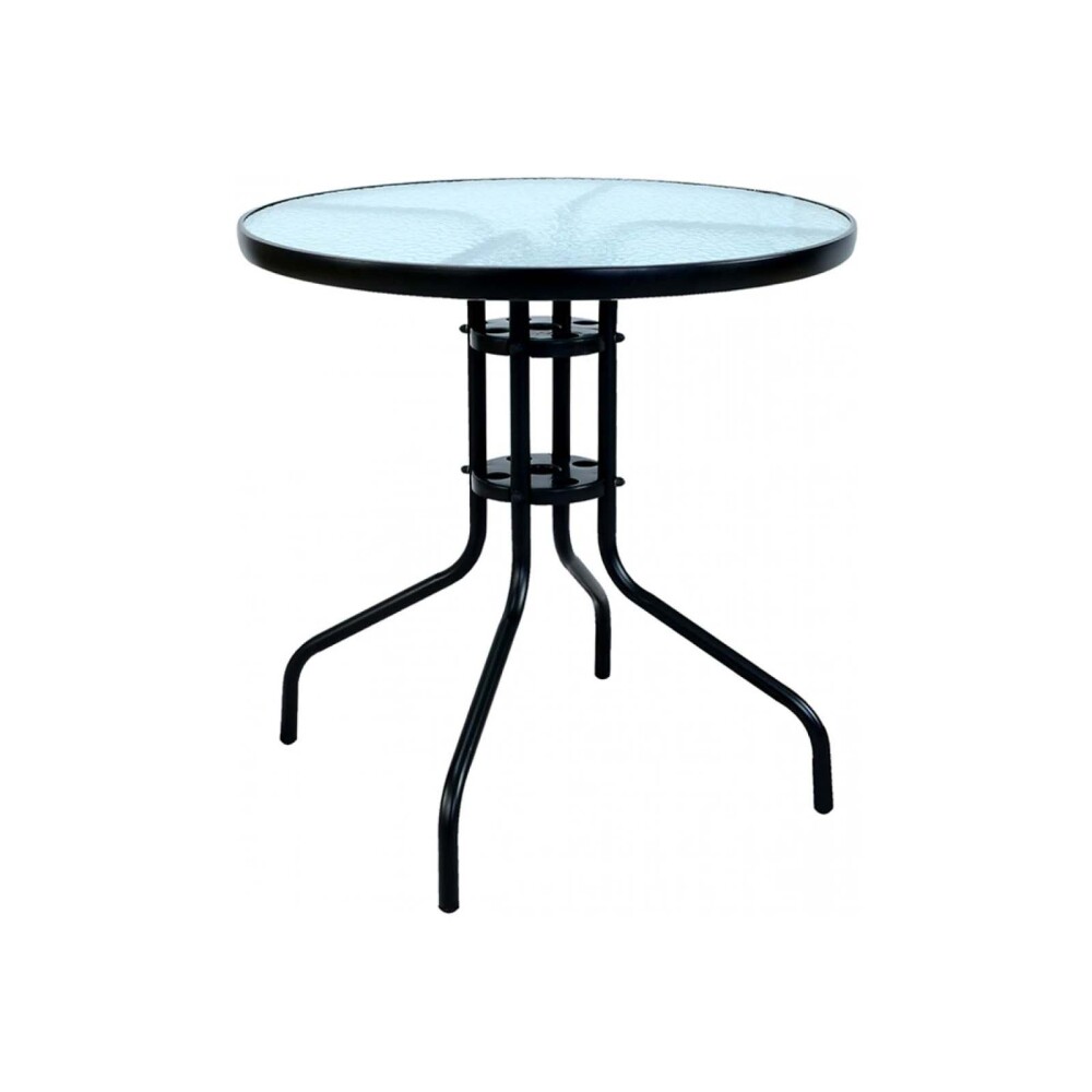 MESA DE EXTERIOR ACERO-Y-VIDRIO NEGRO MINHLA