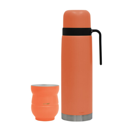 Kit Comet de Termo 1L y Mate 140ml en Acero Inox Doble Pared Coral
