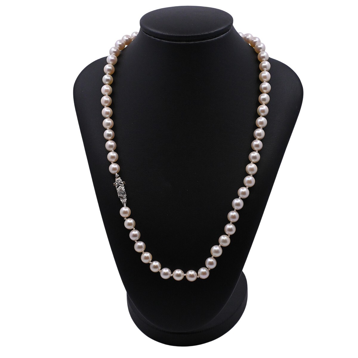 Collar perlas de cultivo y broche oro 18k 2 tonos y diamantes. 