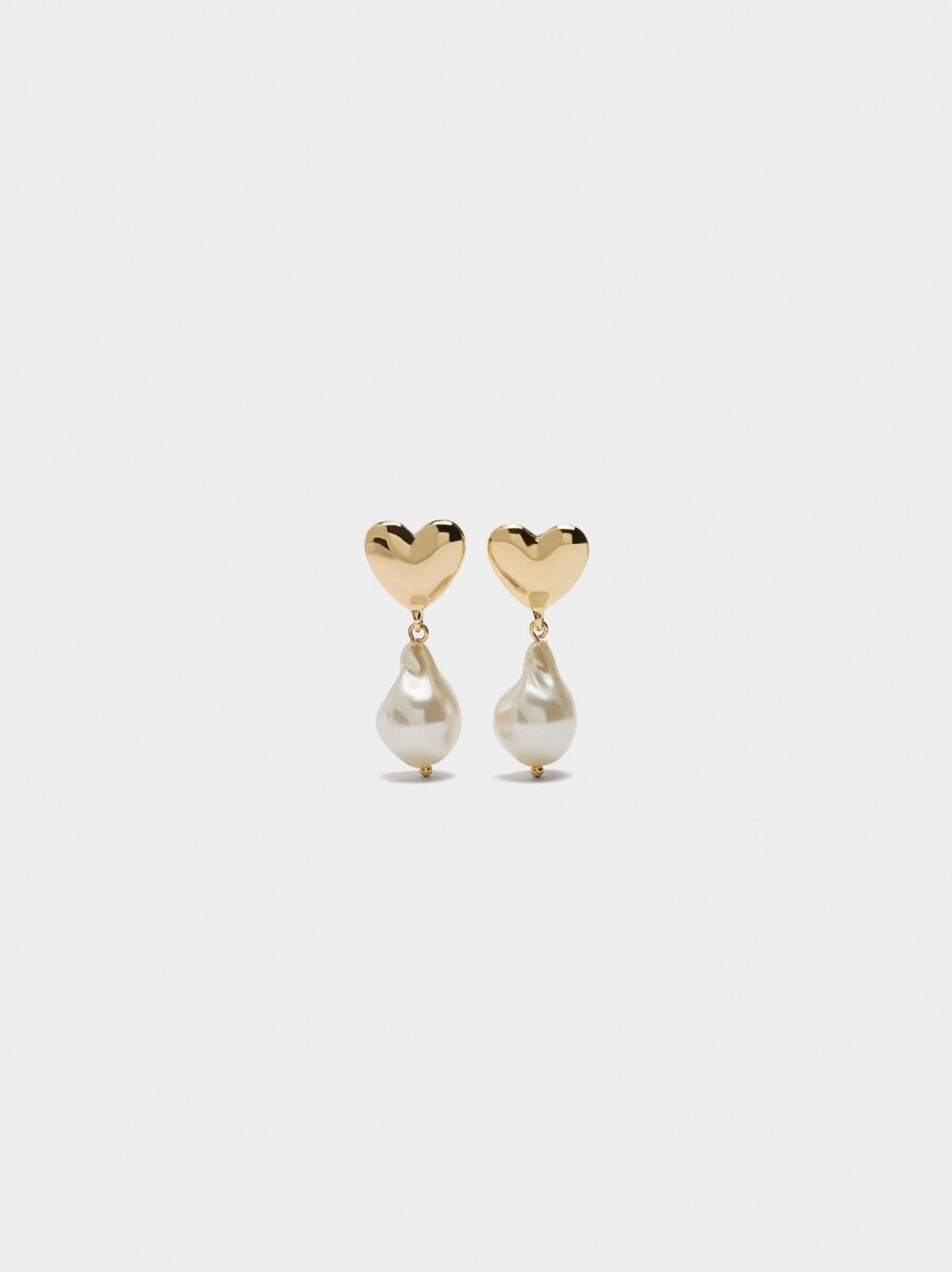 Pendientes De Corazón Con Perlas - blanco 