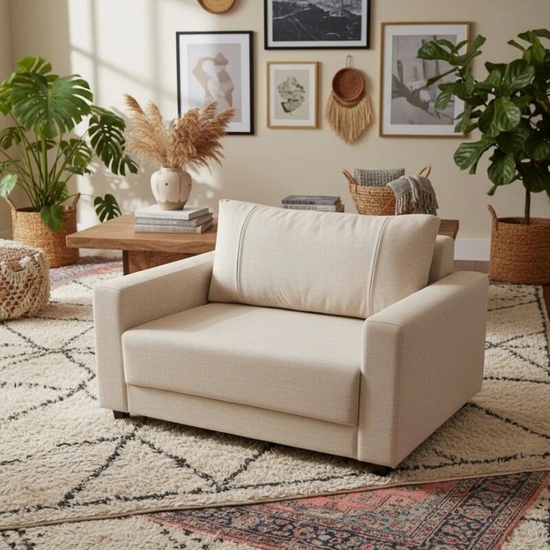 SOFA 2 CUERPOS - TAPIZADO TELA BEIGE SOFA 2 CUERPOS - TAPIZADO TELA BEIGE