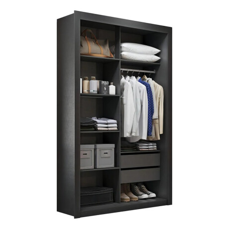 ROPERO VESTIDOR 2 CAJONES GUARDARROPA ARMARIO PLACARD CLOSET NEGRO