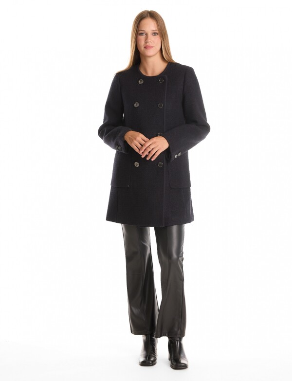 Tapado Lana Con Doble Abotonadura NEGRO