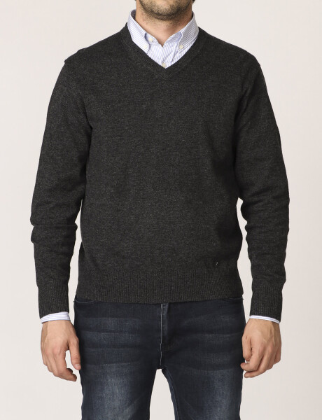 Sweater V Harrington Label Gris Oscuro