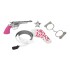 Set Revolver Funda Placa Esposas Cowgirl Gonher Juguete Rosa Variante Color Plateado
