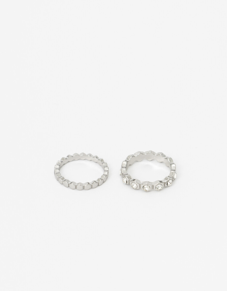 Set De Anillos Metal Con Strass 
