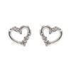 Caravanas Corazones en oro blanco 18k con circonias Caravanas Corazones en oro blanco 18k con circonias