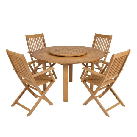 Juego de comedor Mesa Centro Giratoria + 4 Sillas plegables Eucaliptus Grandis