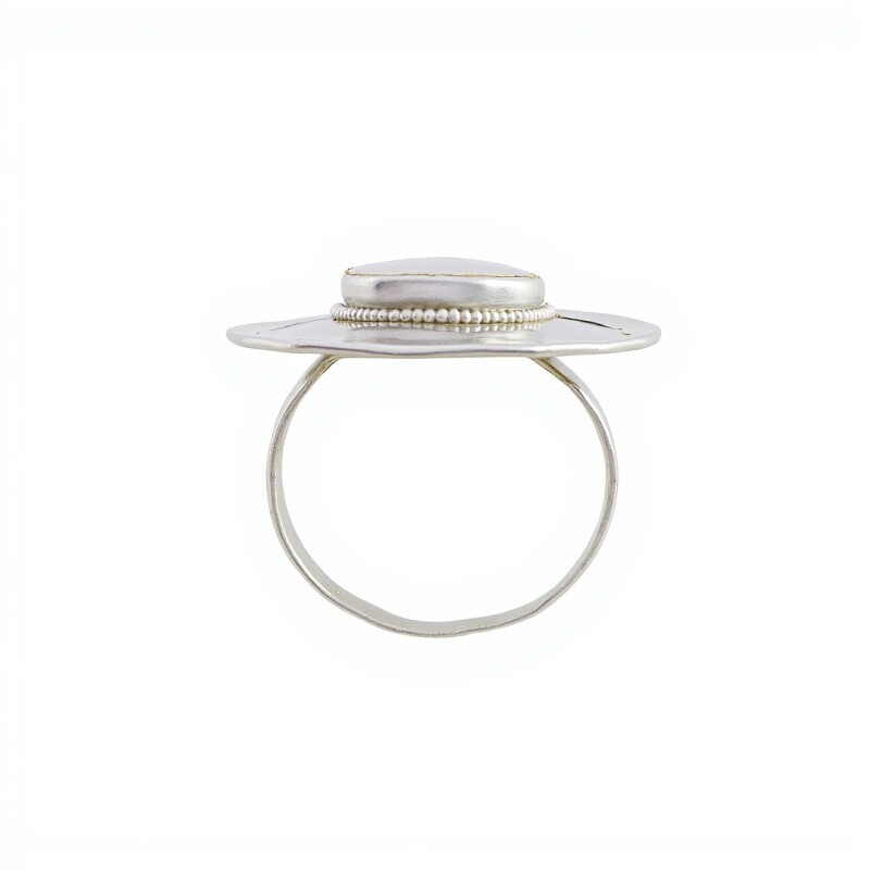 Anillo Circulo-Plata 925 Ajustable-Piedra Nacar-AN3372 conpiedra