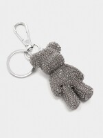 Llavero Charm Oso Con Brillantes plateado