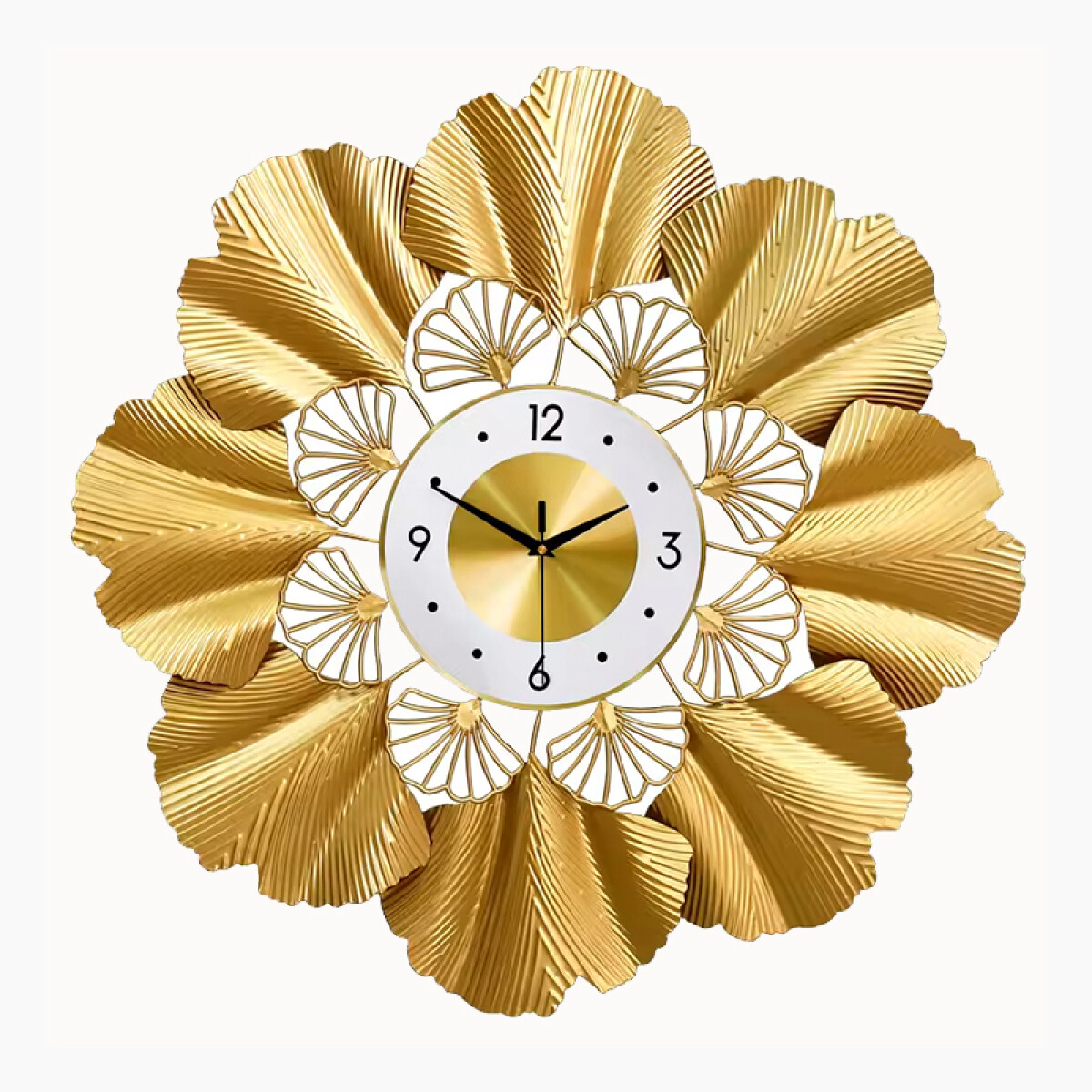 Reloj De Pared Flores Doradas 