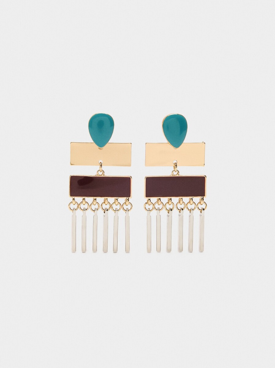Pendientes Largos De Esmalte - multicolor 