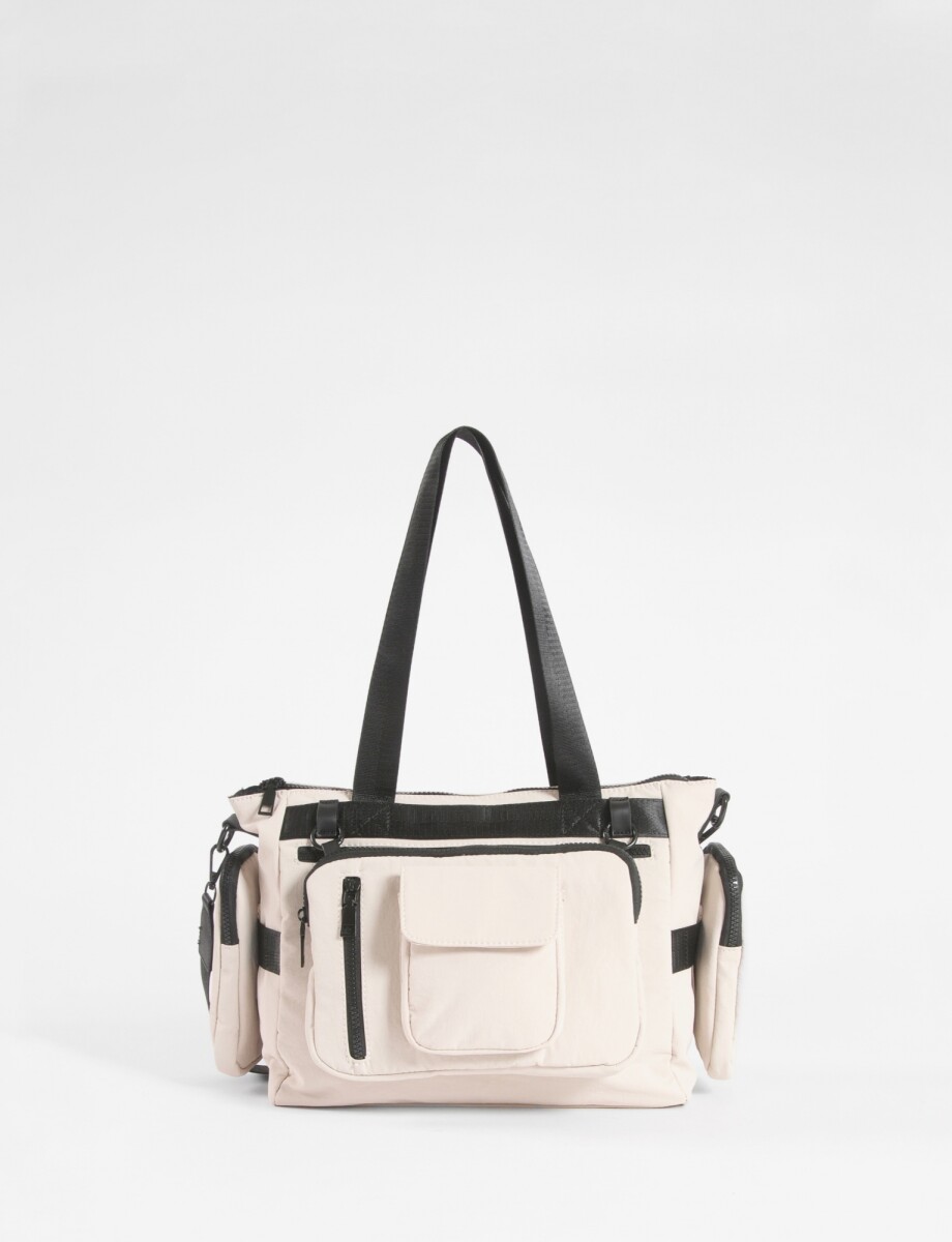 Cartera con bolsillo removible y correa regulable - beige 