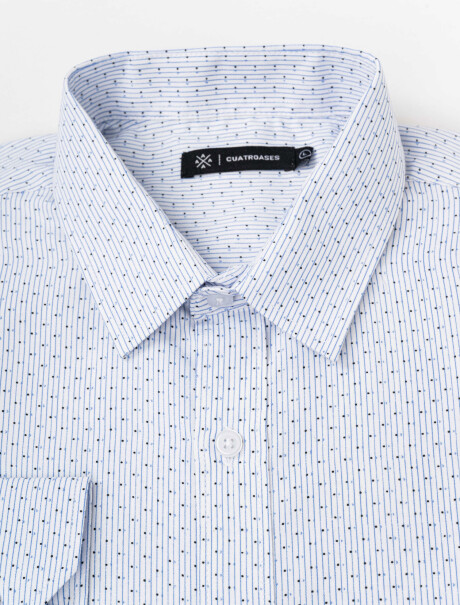 Camisa m/l estampada blanco/celeste