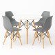 Juego de comedor Con Mesa Circular de 80cm + 4 Sillas Eames Gris/Blanco