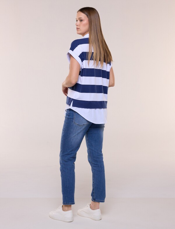 Remera Polo Twofold Ruedo Camisero AZUL