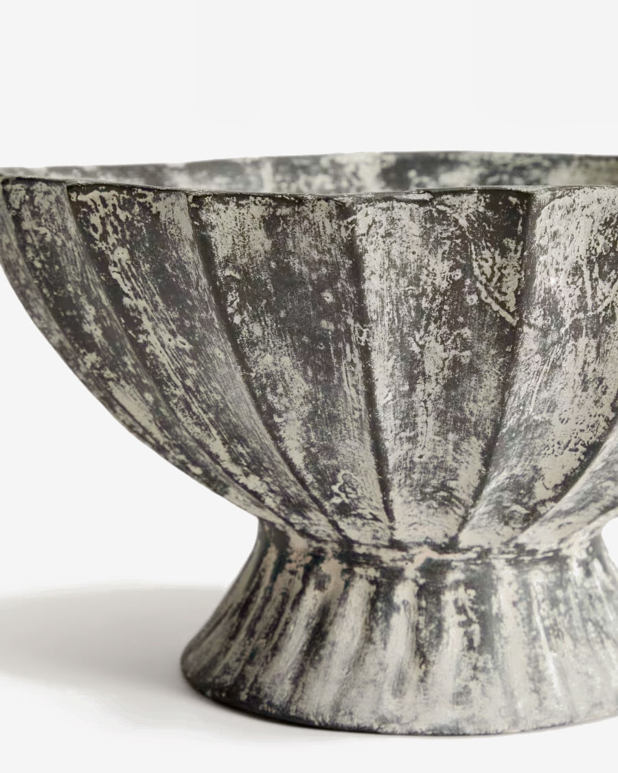 Centro de mesa Valura de papel maché gris Ø 33 cm