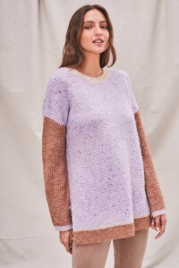 Sweater Textura Combinado Lila