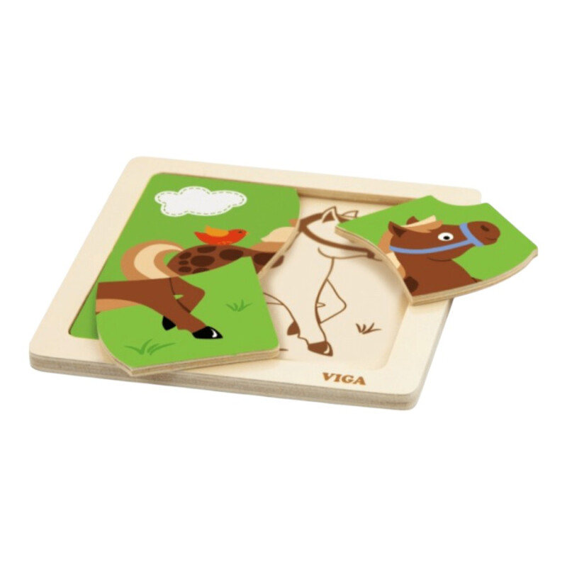 Puzzle Silueta Madera Viga Caballo