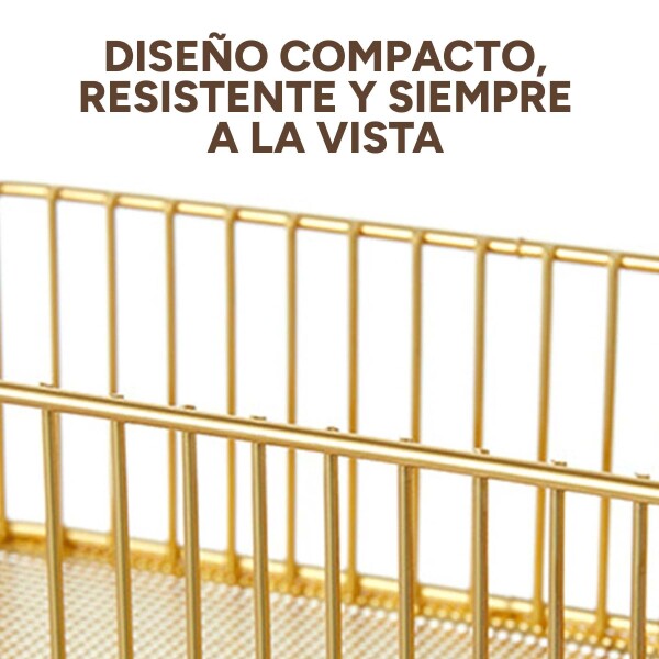 Organizador de Baño Metálico P/ Colgar con 2 Niveles Estante Color Dorado