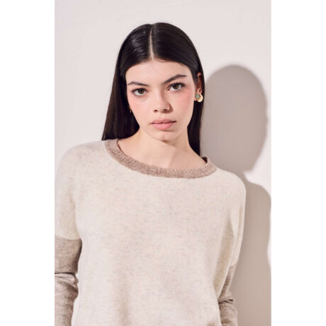 Sweater Color Block Beige Melange