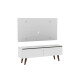 Rack TV mueble Lumax + panel rústico con estantes 55” Blanco/Blanco