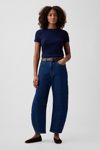 Jean Barrel Mujer Dark Wash