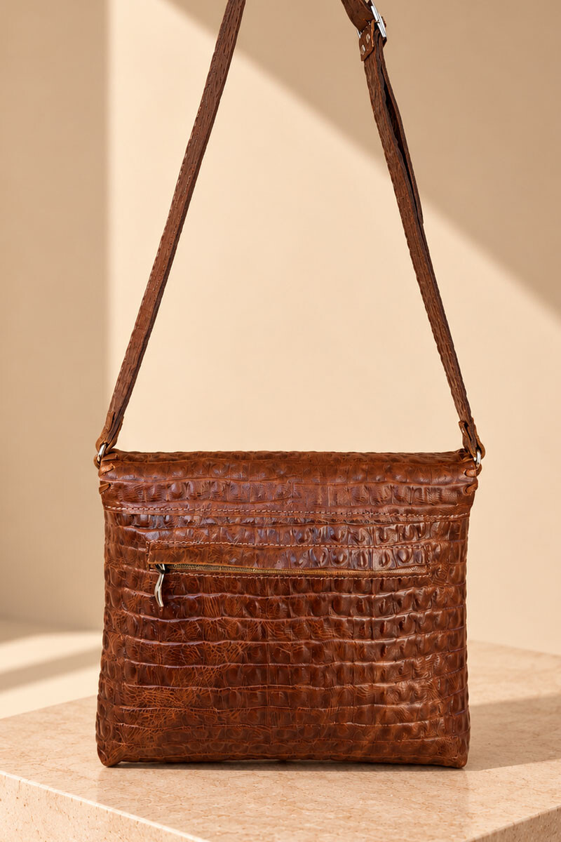 Bandolera teka Whisky croco