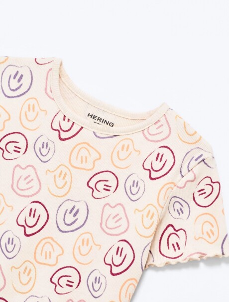 BLUSA MANGA CORTA INFANTIL CON ESTAMPADO BEIGE