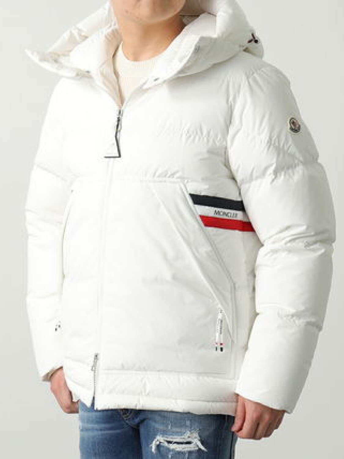 Moncler -Campera impermeable con capucha rellena de plumas, Fleole Blanco