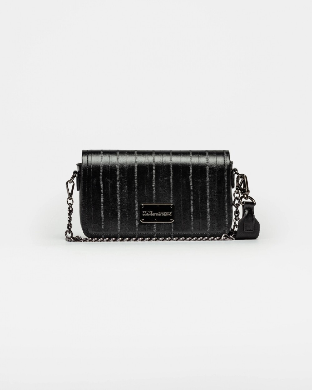 Bandolera The Flap Penny en efecto cuero anguila Negro