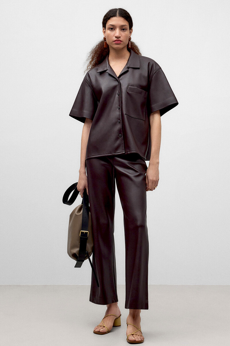 CAMISA MANGA CORTA Marron