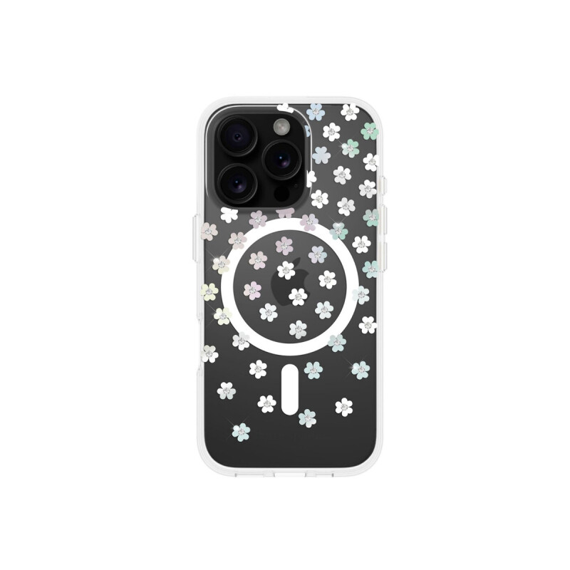 Protector para iPhone 16 Pro diseño flores con brillos Protector Para Iphone 16 Pro Diseño Flores Con Brillos