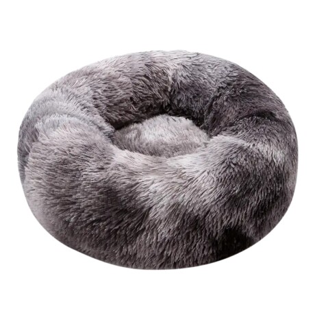 Cama Cucha Puff Redondo 80cm De Felpa P/ Mascotas Perro Gato Gris Oscuro