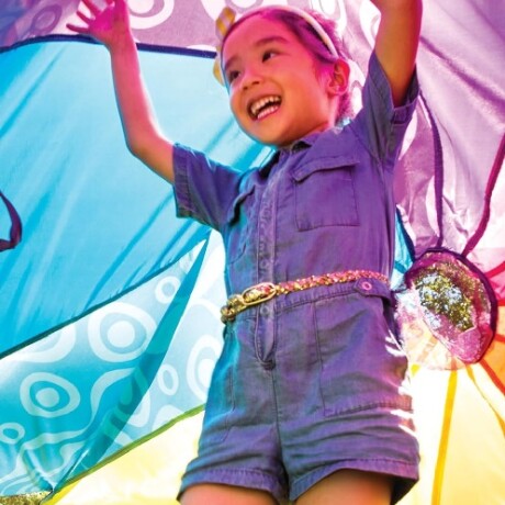 Paracaídas multicolor con pelotas Paracaídas multicolor con pelotas