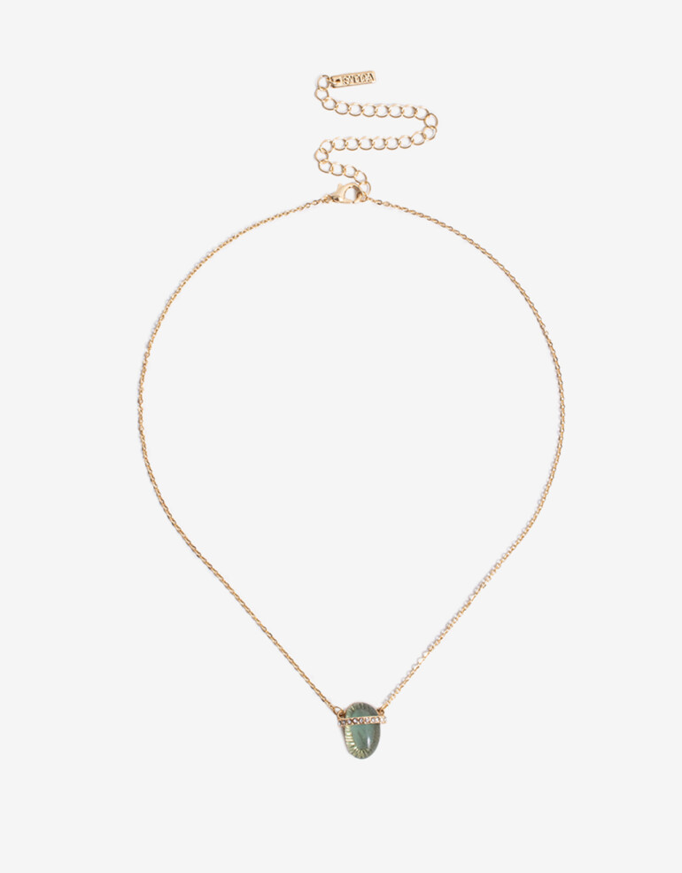 Cadena Corta con Dije Piedra Cadena Con Piedra Turmalina - Dorado