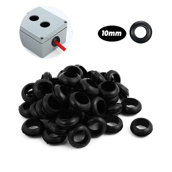 Ojal Goma 10MM Negro Pack X500 Anillo Sellado Junta Arandela Variante Color Negro