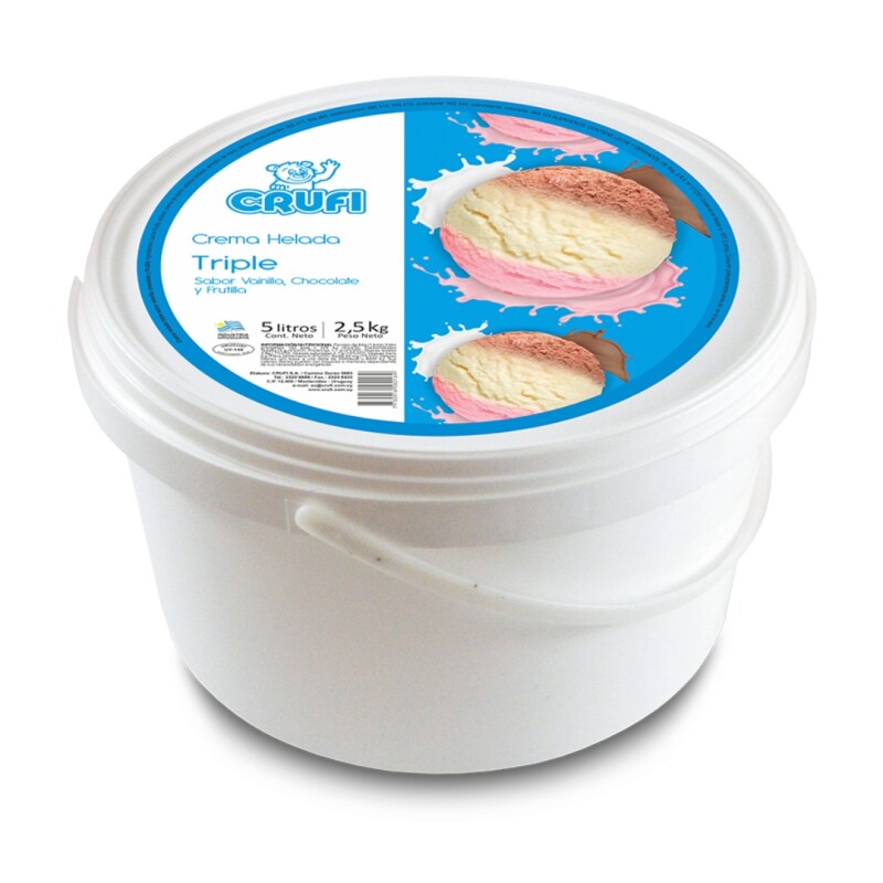 Helado Crufi 5lts Triple Frutilla Crema y Chocolate Helado Crufi 5lts Triple Frutilla Crema y Chocolate