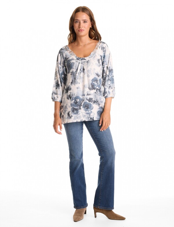 Blusa Tejida Print MULTI/GRIS