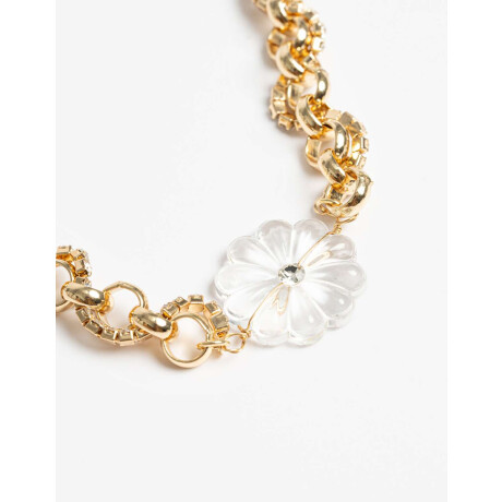 Collar Corto Flor Acrílica Dorado