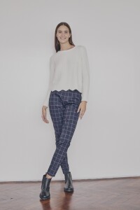 Pantalón Tricot Cuadros Marino