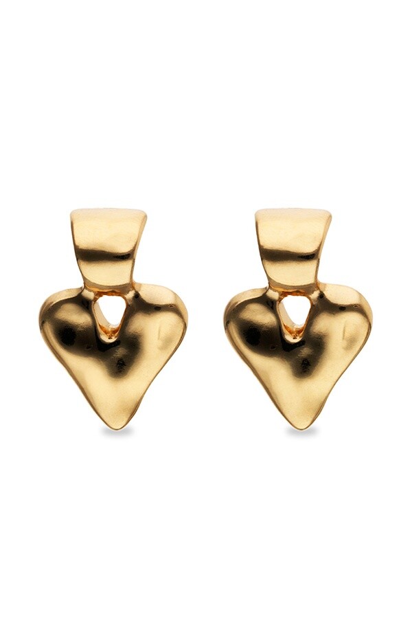 PENDIENTES DE CORAZÓN DE ALEACIÓN DE METALES BAÑADOS EN ORO 18K Pendiente