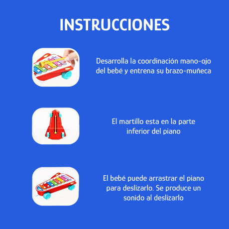 Xilofón Cohete Infantil Musical Didáctico c/Rueditas Huanger Rojo