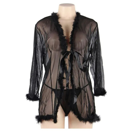 Bata Corta Sensual Salto De Cama Con Plumas Bata Corta Sensual Salto De Cama Con Plumas