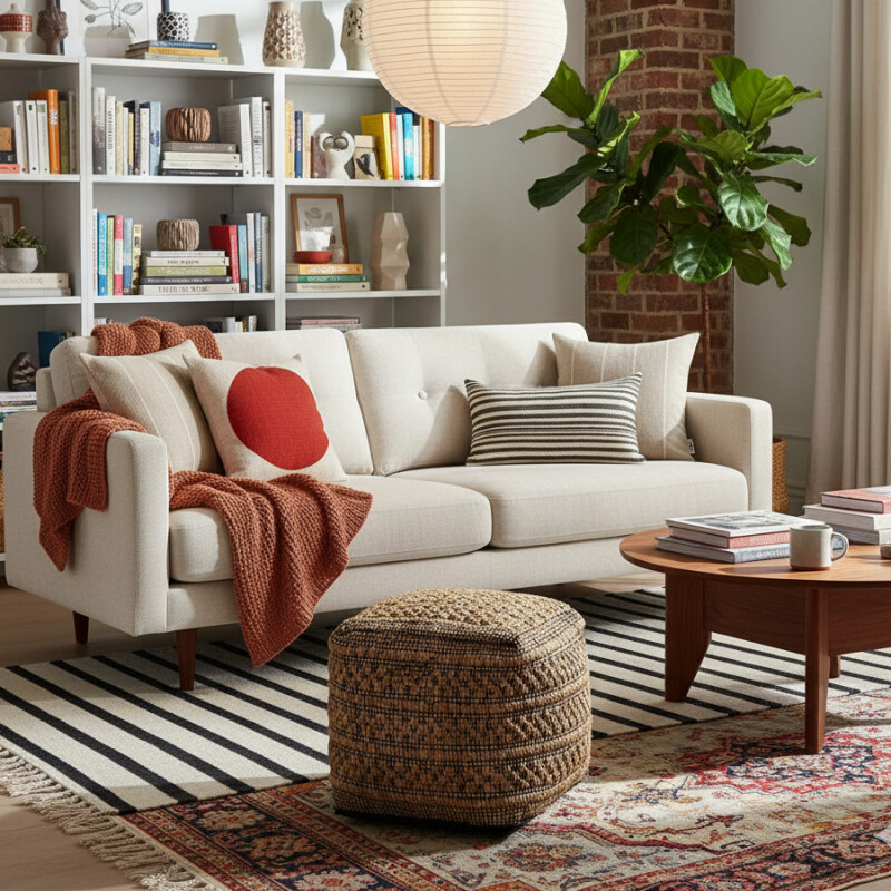 Funda de almohadón algodón 30x50cm Rayas Taupe